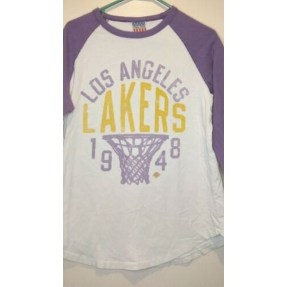 Junk Food Los Angeles Lakers Basketball 3/4 Sleeve Shirt. Size Medium.